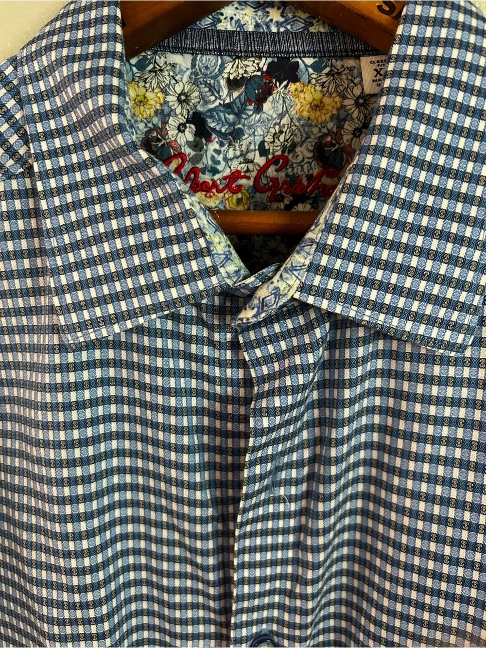 Robert Graham Blue and White Micro-Check Button-Down Shirt